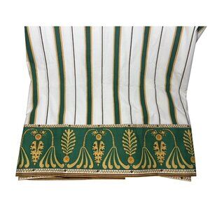 Yves Saint Laurent Queen Flat Sheet YSL Vintage 1977 Green Stripe Regal Bedding